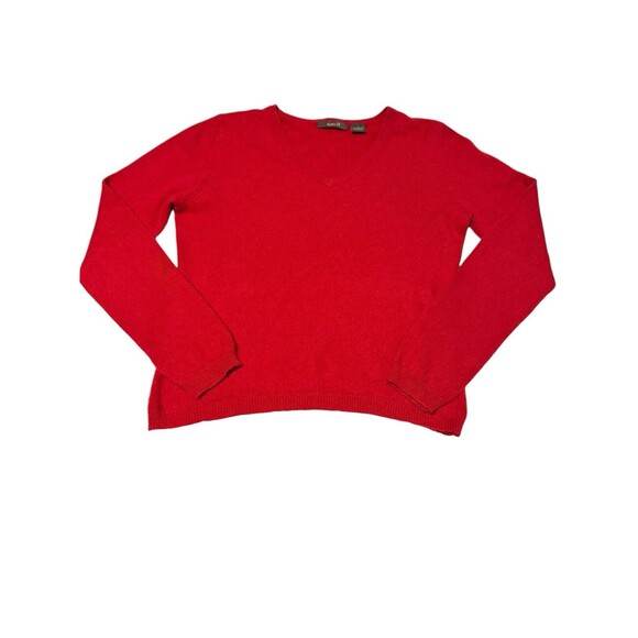 Heather B Size Large V‎ Neck Red 100% Cashmere Sweater Lightweight Soft #OP3-0 - Picture 1 of 7